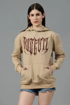 Designer Go Devil Printed Beige Hoodie for Women