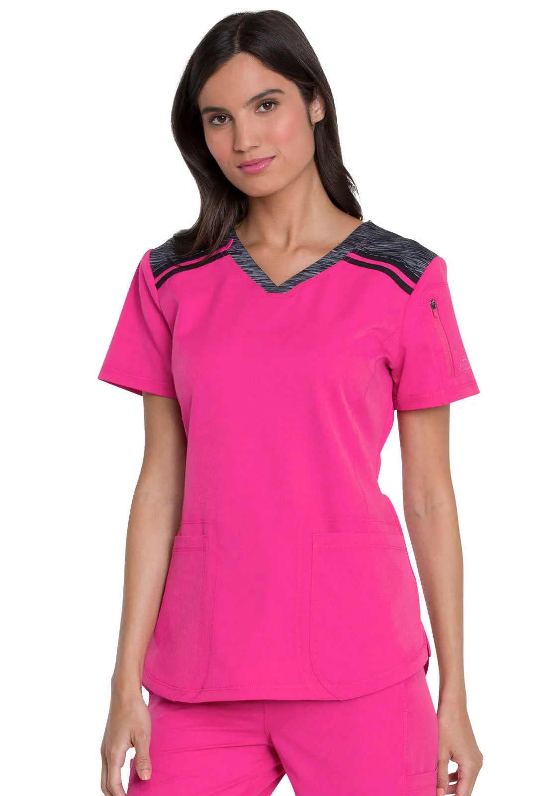 Dickies Dynamix V-Neck Top in Hot Pink