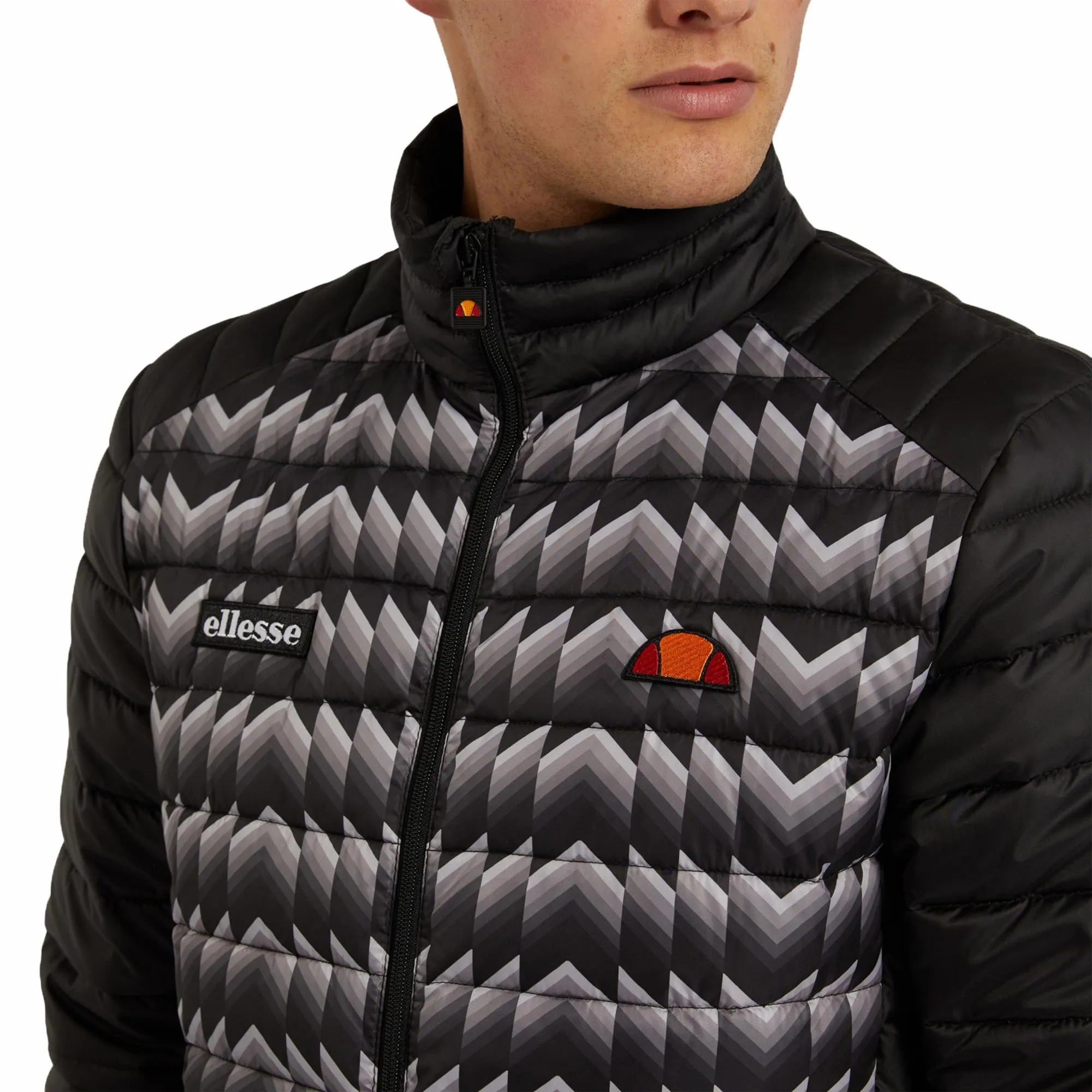 Ellesse Mens Tartaro Padded Retro Print Jacket Black