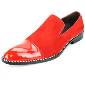 FI-7280 Red Suede Cap Toe Slip On Fiesso by Aurelio Garcia