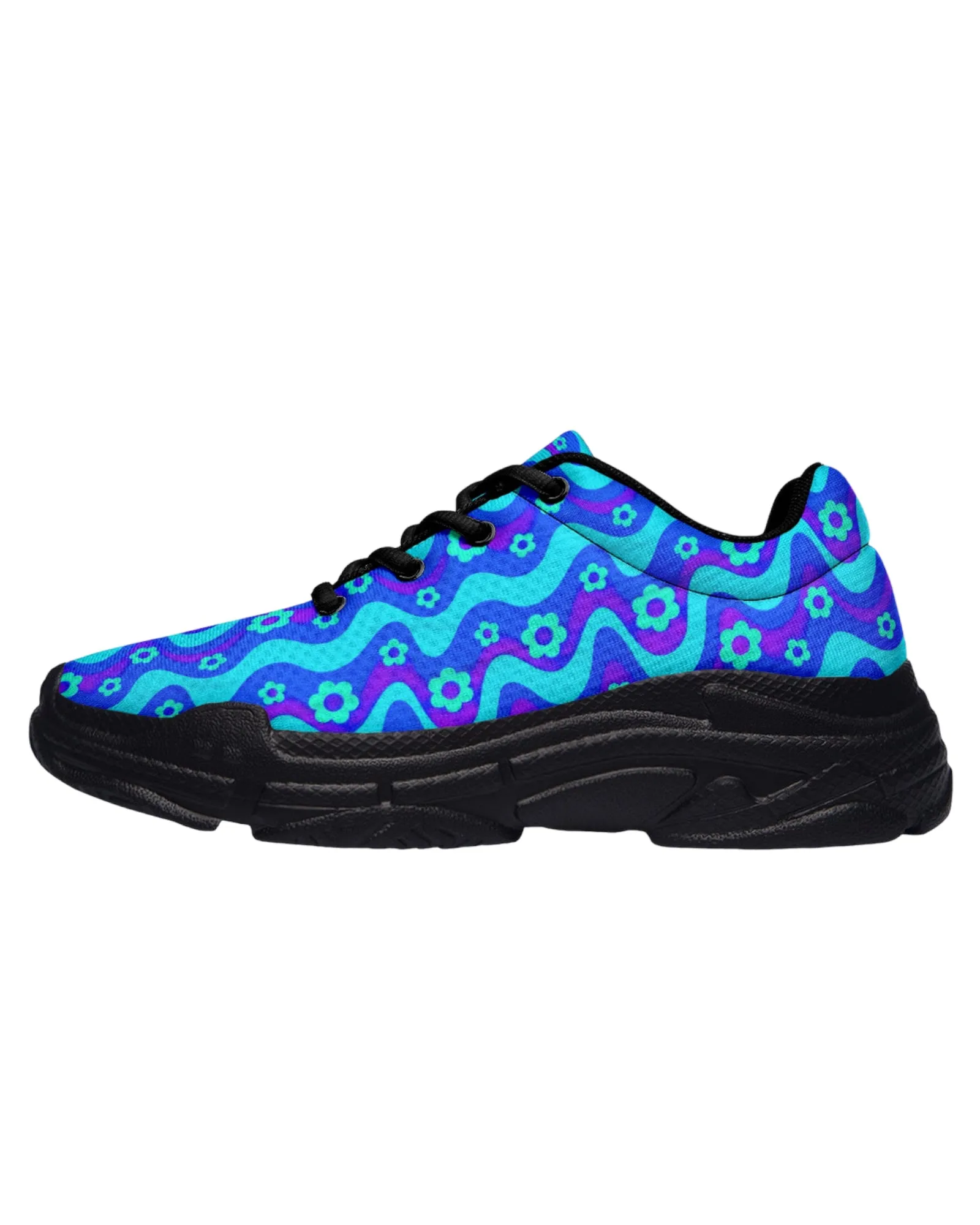 Flower Power Blue Chunky Festival Sneakers