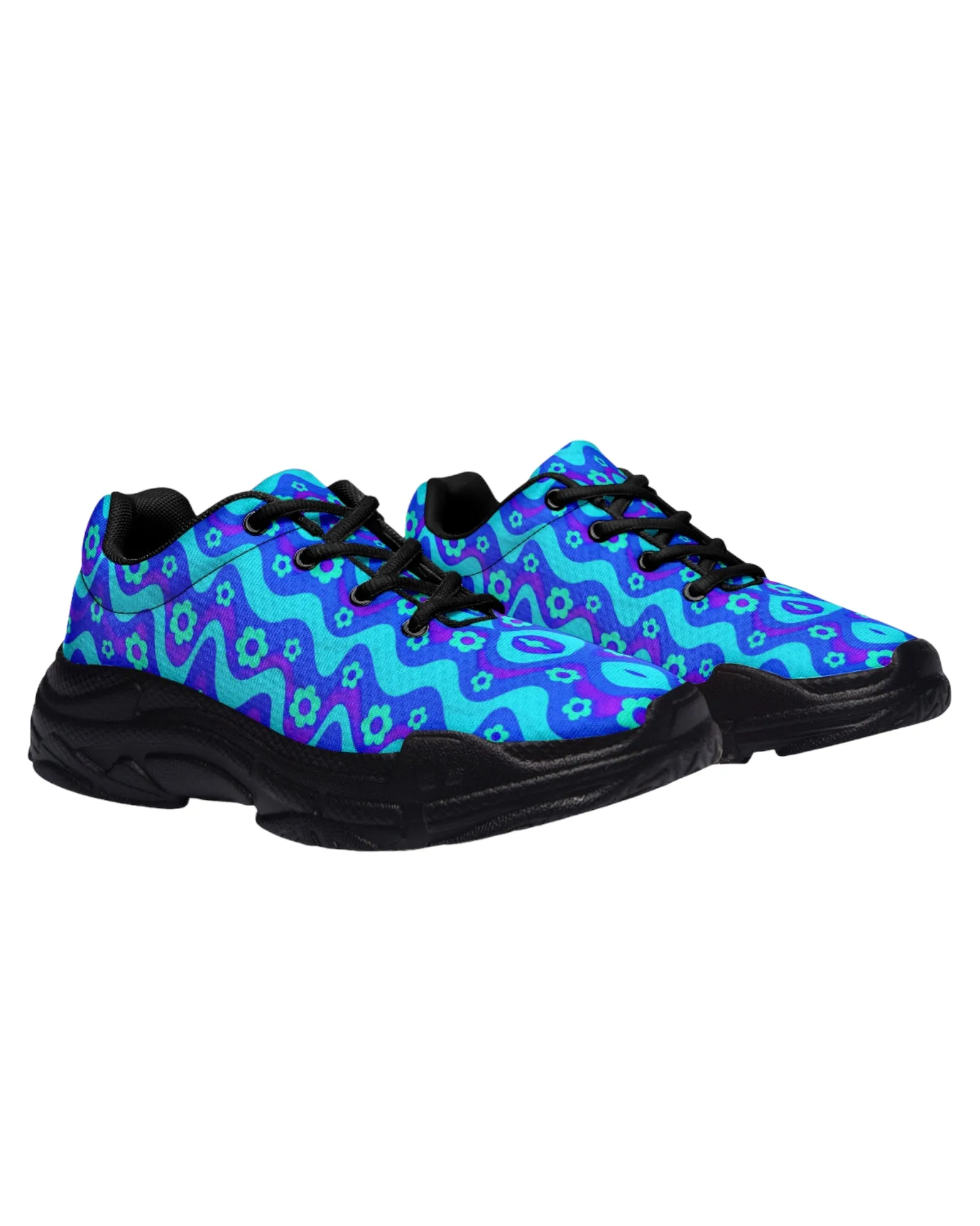 Flower Power Blue Chunky Festival Sneakers