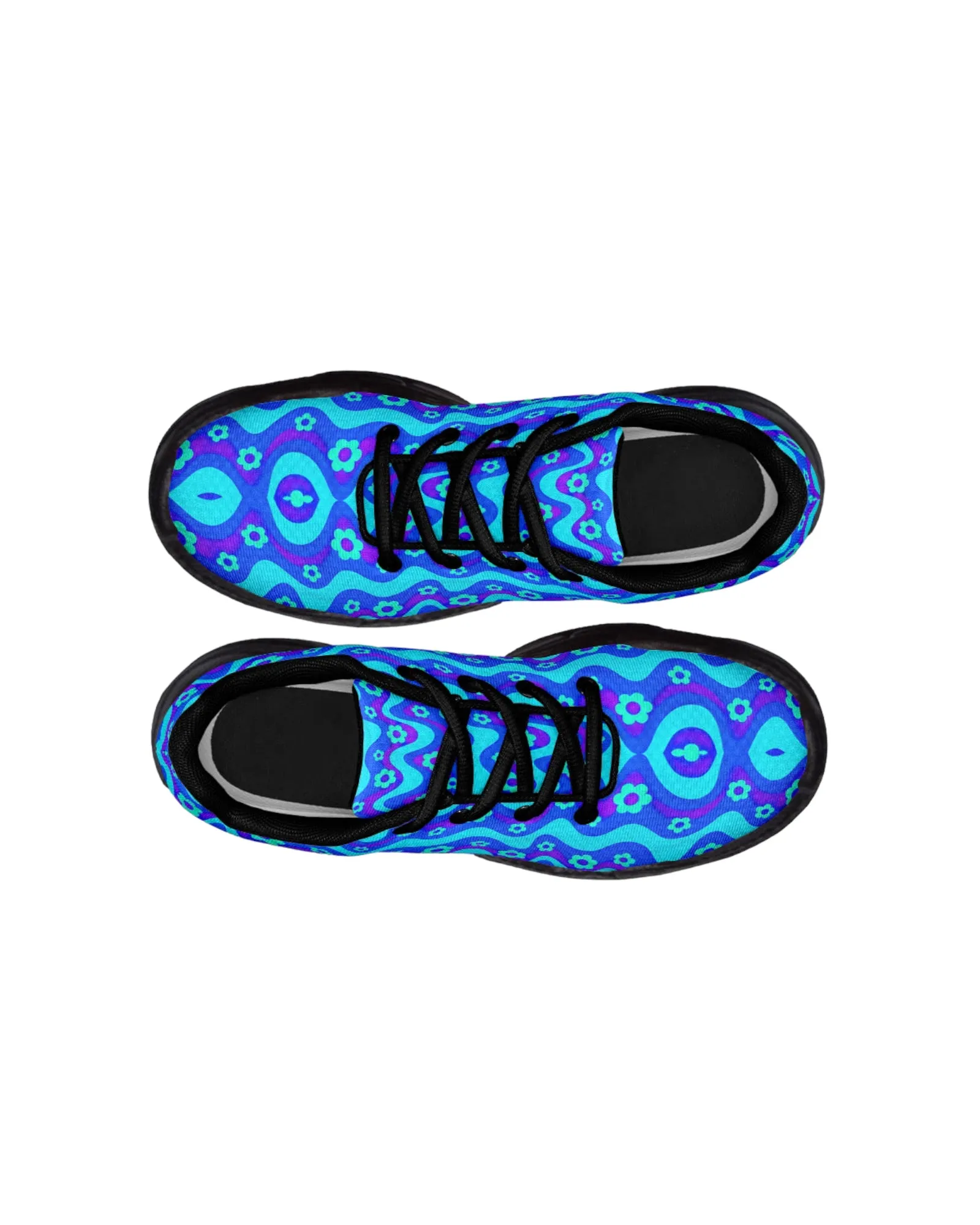 Flower Power Blue Chunky Festival Sneakers