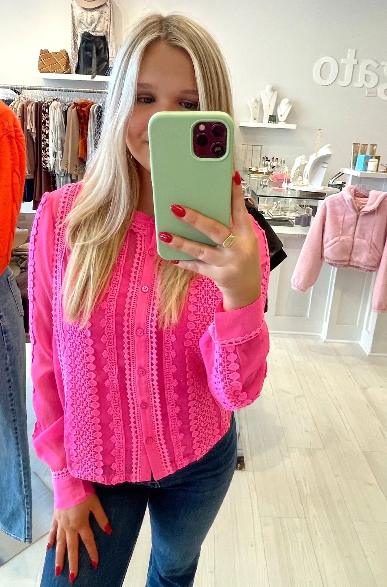 Gabriella Blouse in Hot Pink