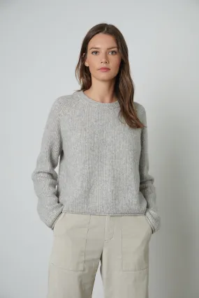 GIGI CREW NECK SWEATER IN LIGHT HEATHER