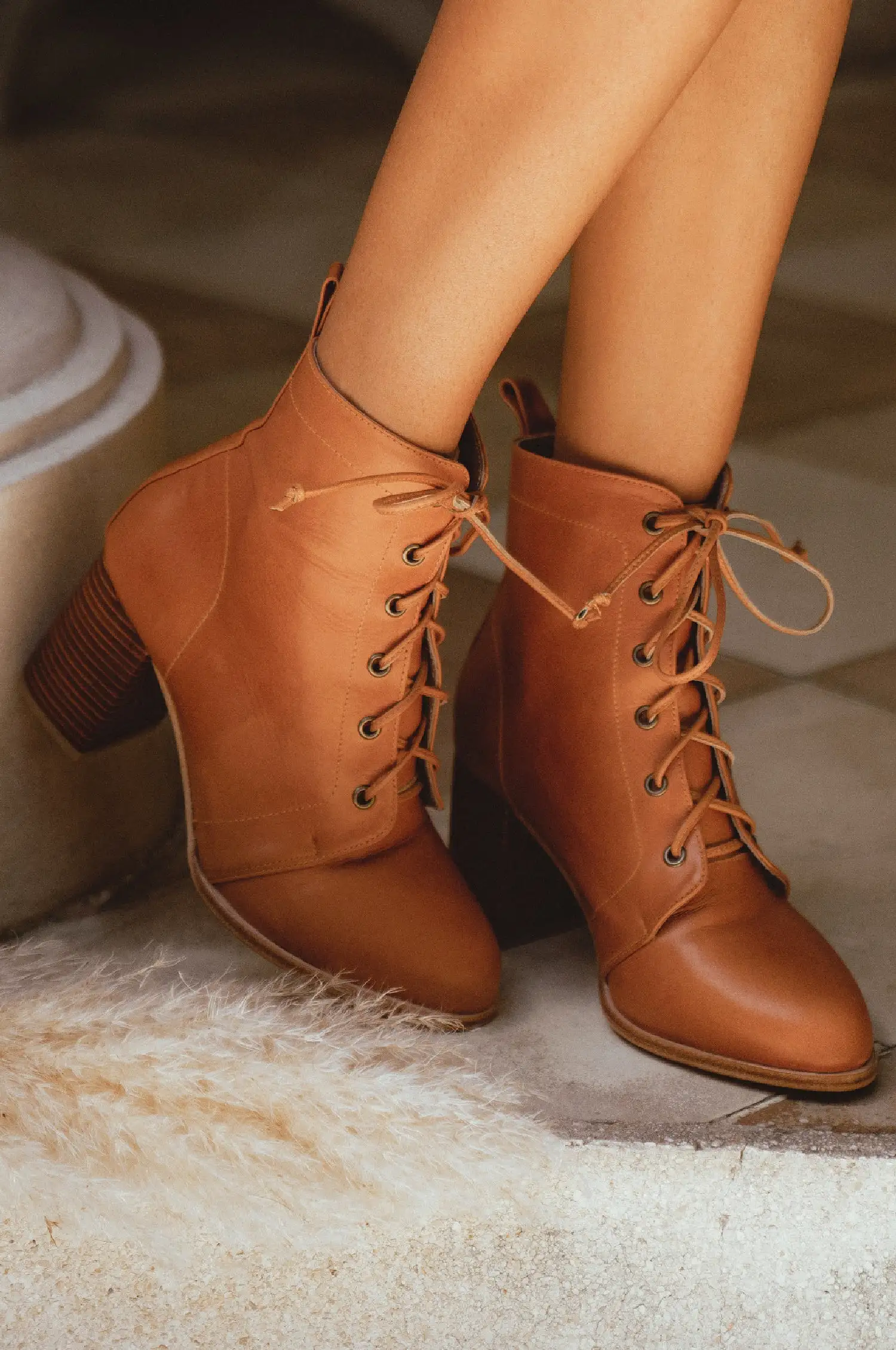 Giselle Leather Heel Booties