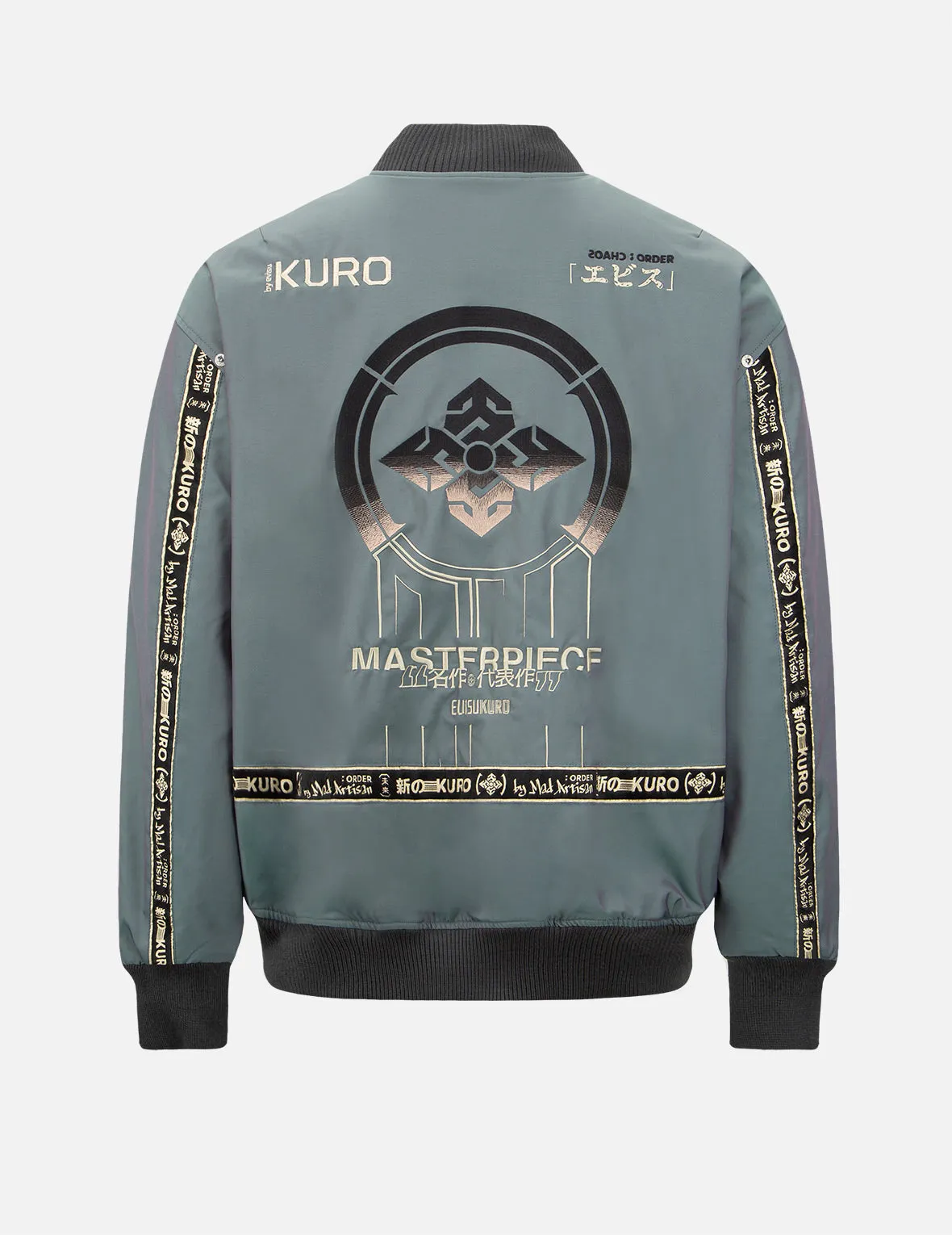 Gradient Kamon Embroidery Bomber Jacket