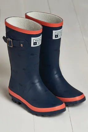 Grass & Air Junior Adventure Boots with Bag - Navy Coral