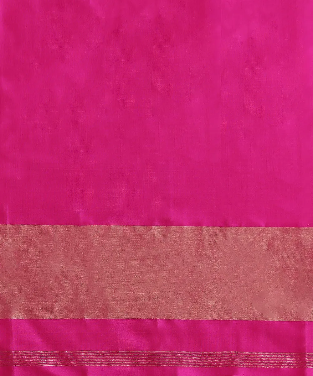 Handloom Hot Pink Pure Mulberry Silk Ikat Patola Saree With Tissue Border