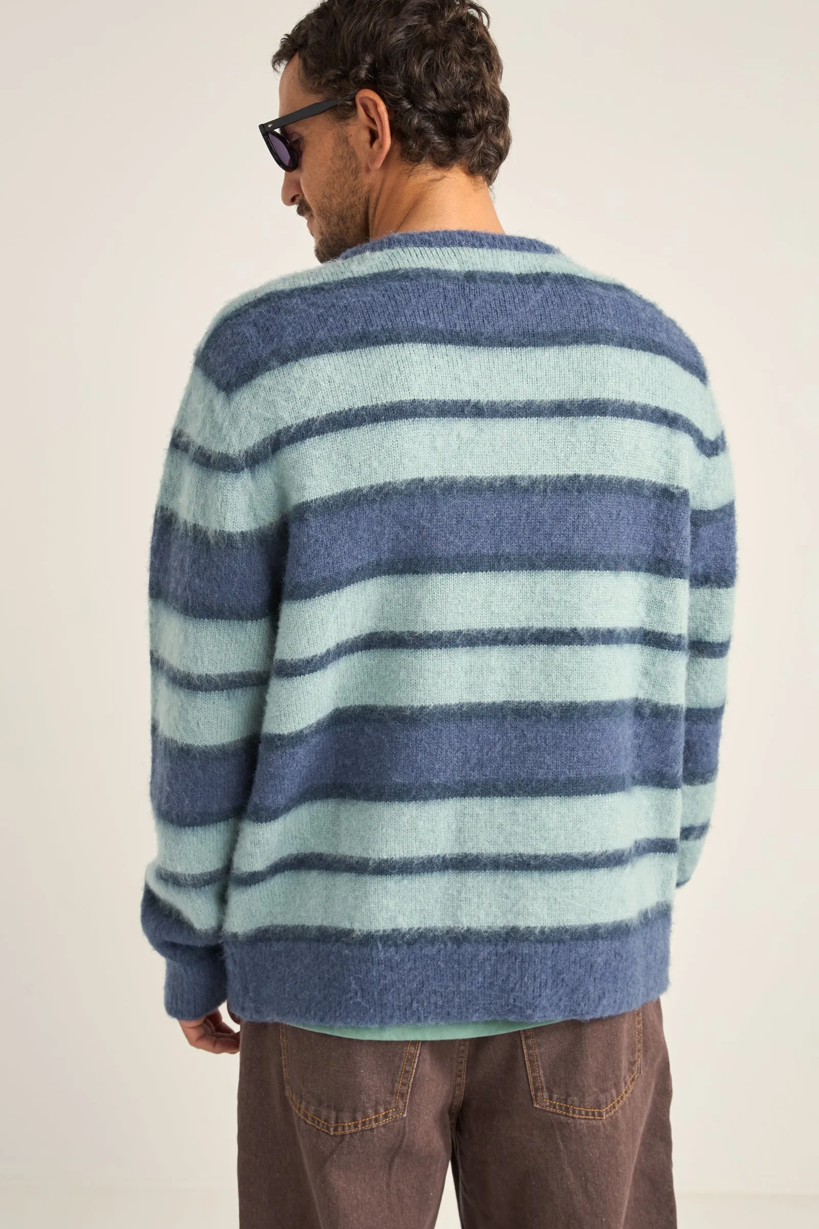 Harvey Mohair Stripe Knit Blue