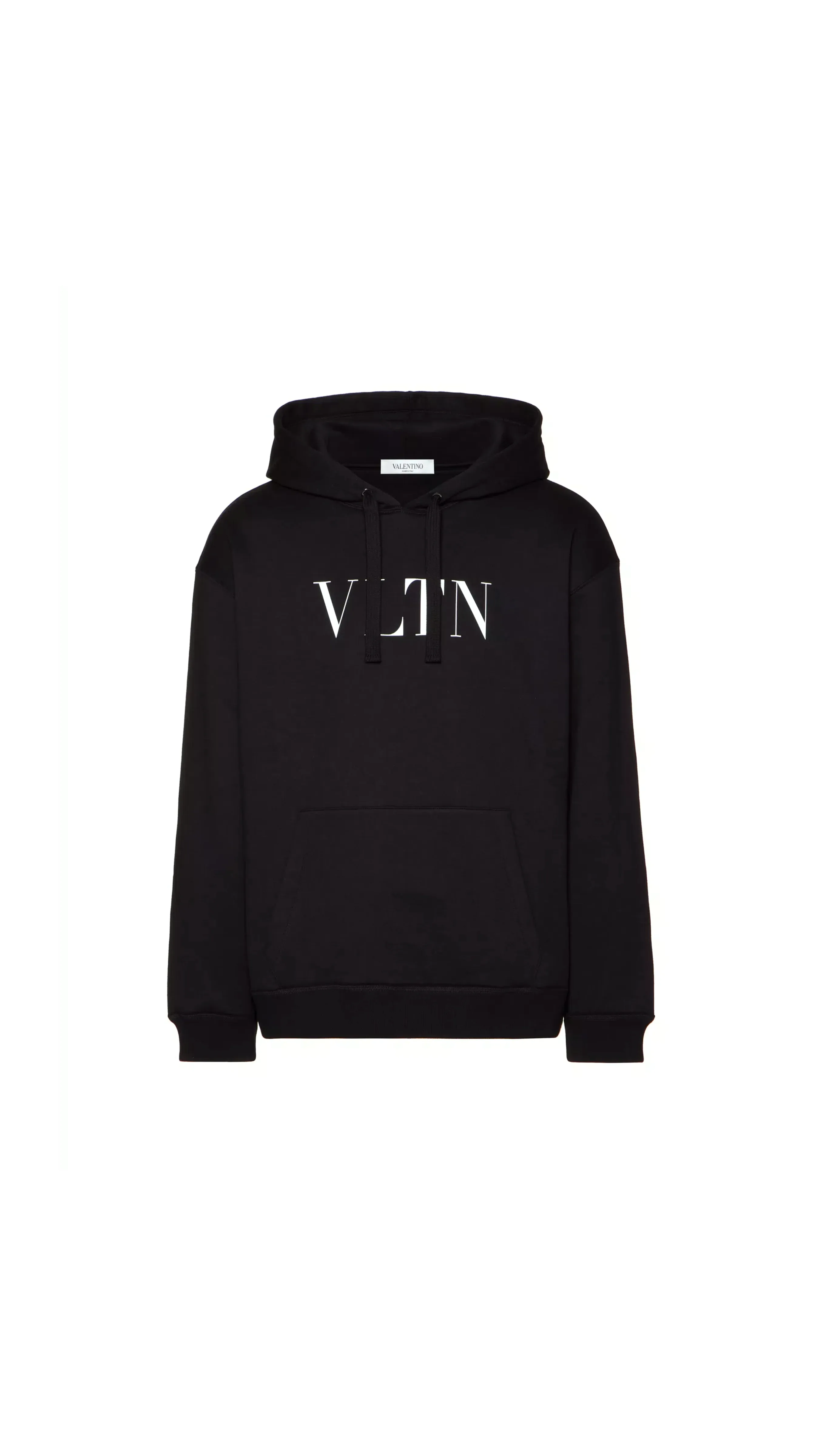 Hooded Sweatshirt with VLTN Print - Black