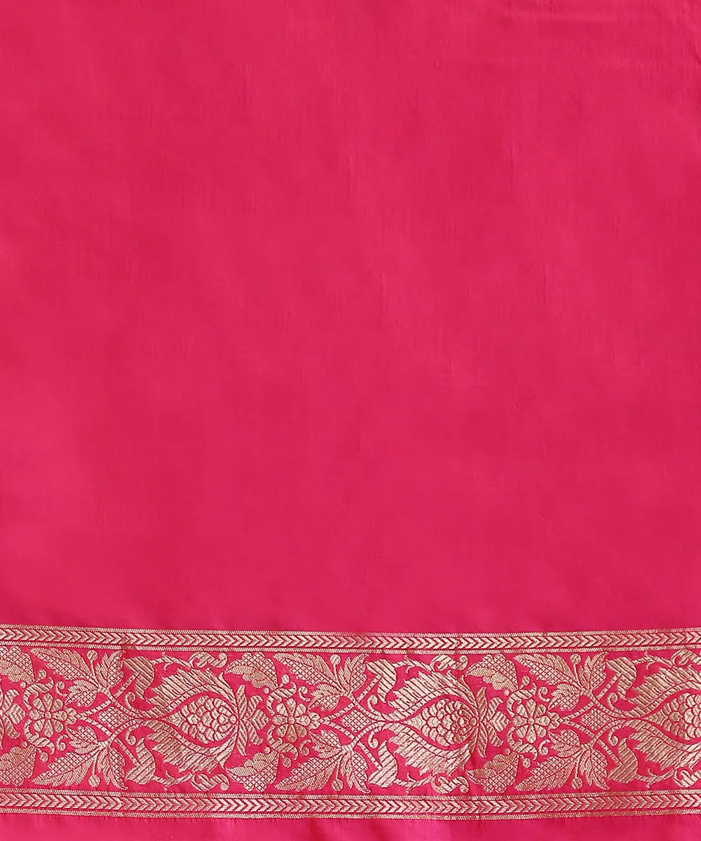 Hot Pink Handloom Double Shade Pure Katan Silk Banarasi Saree