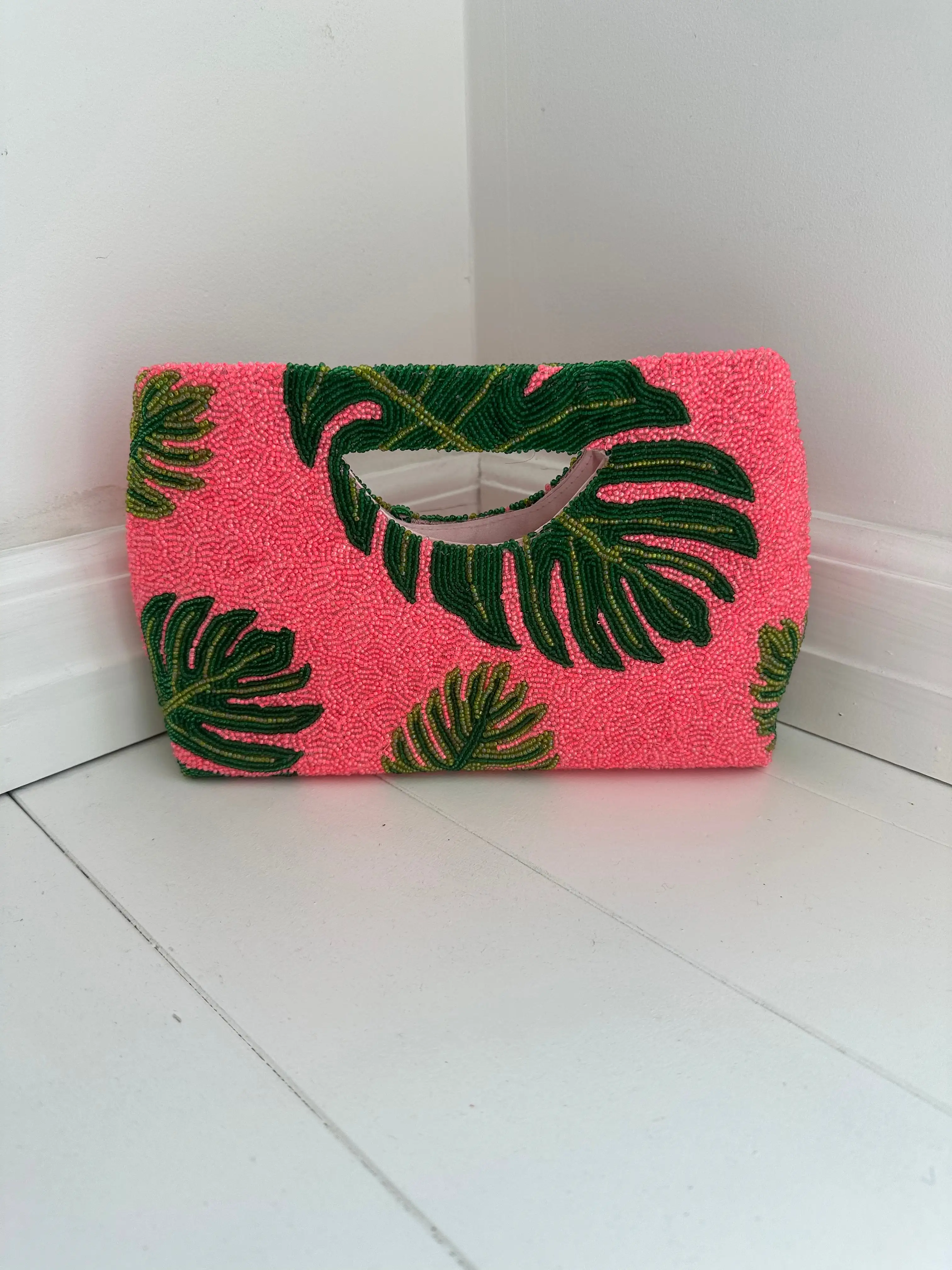 HOT PINK PALM CLUTCH