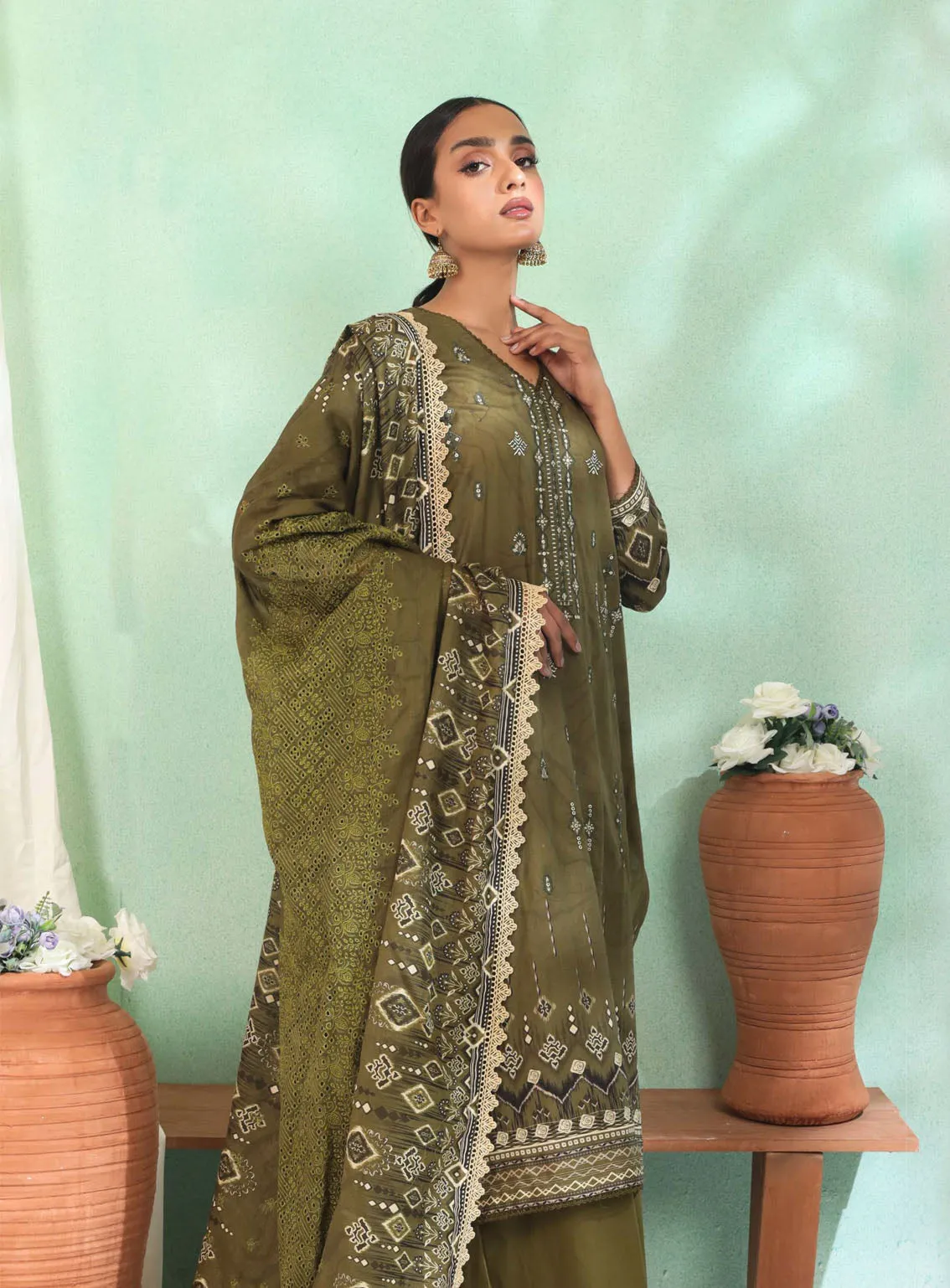 Imara By Rashid Textile Embroidered Lawn 3 Piece Unstitched Suit RT24IEL D-183