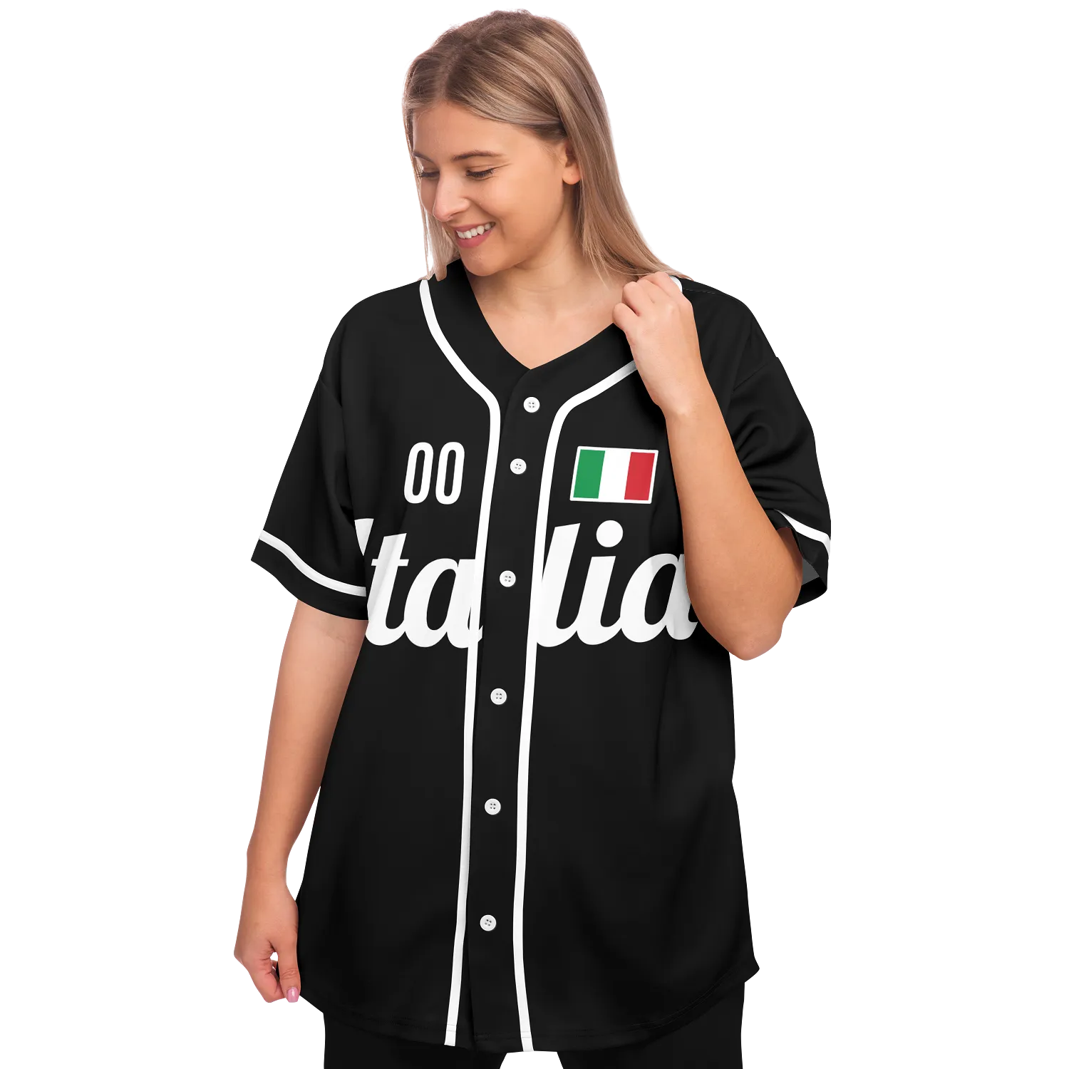 Italy Baseball Jersey - Black - Custom Name + Number