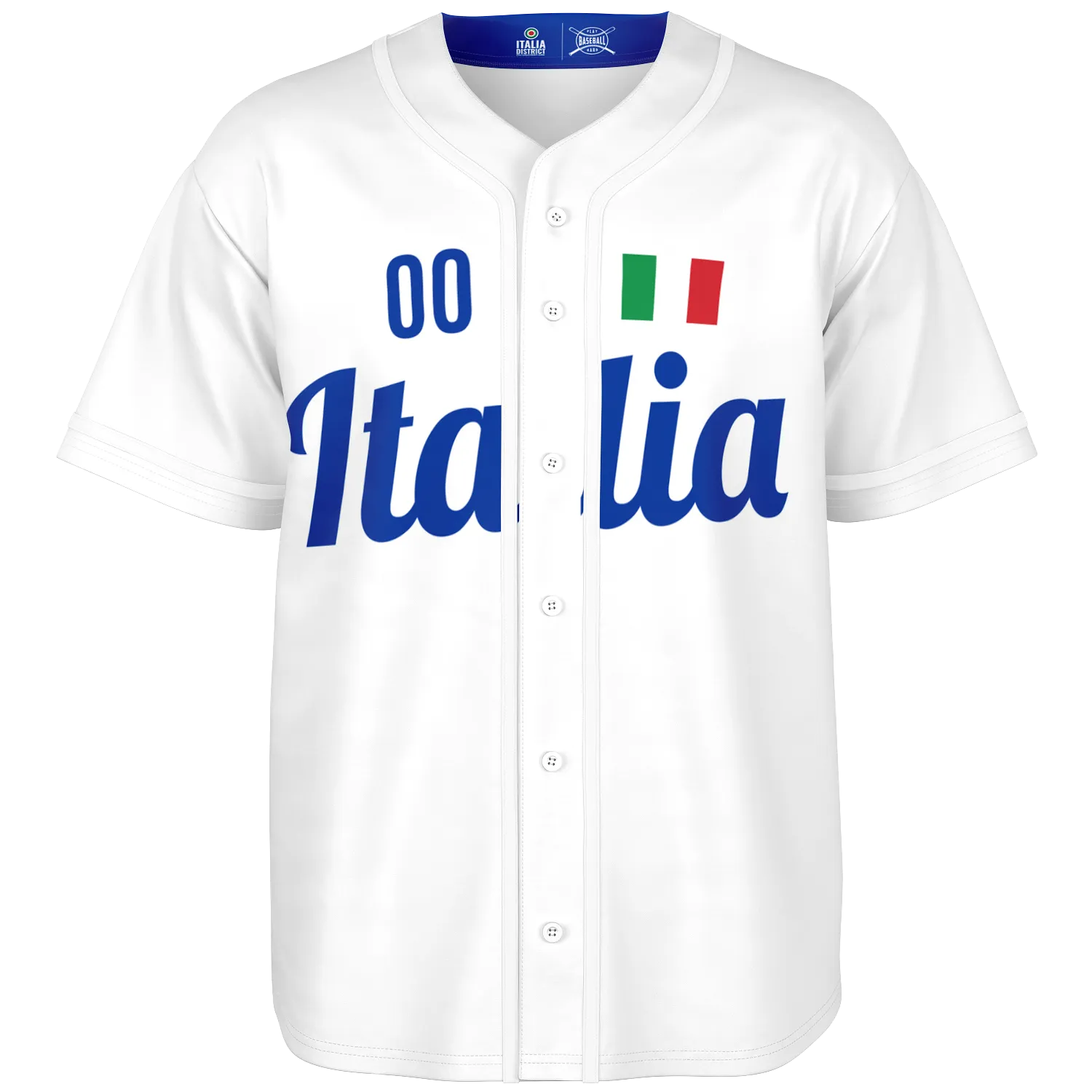 Italy Baseball Jersey - White - Custom Name + Number