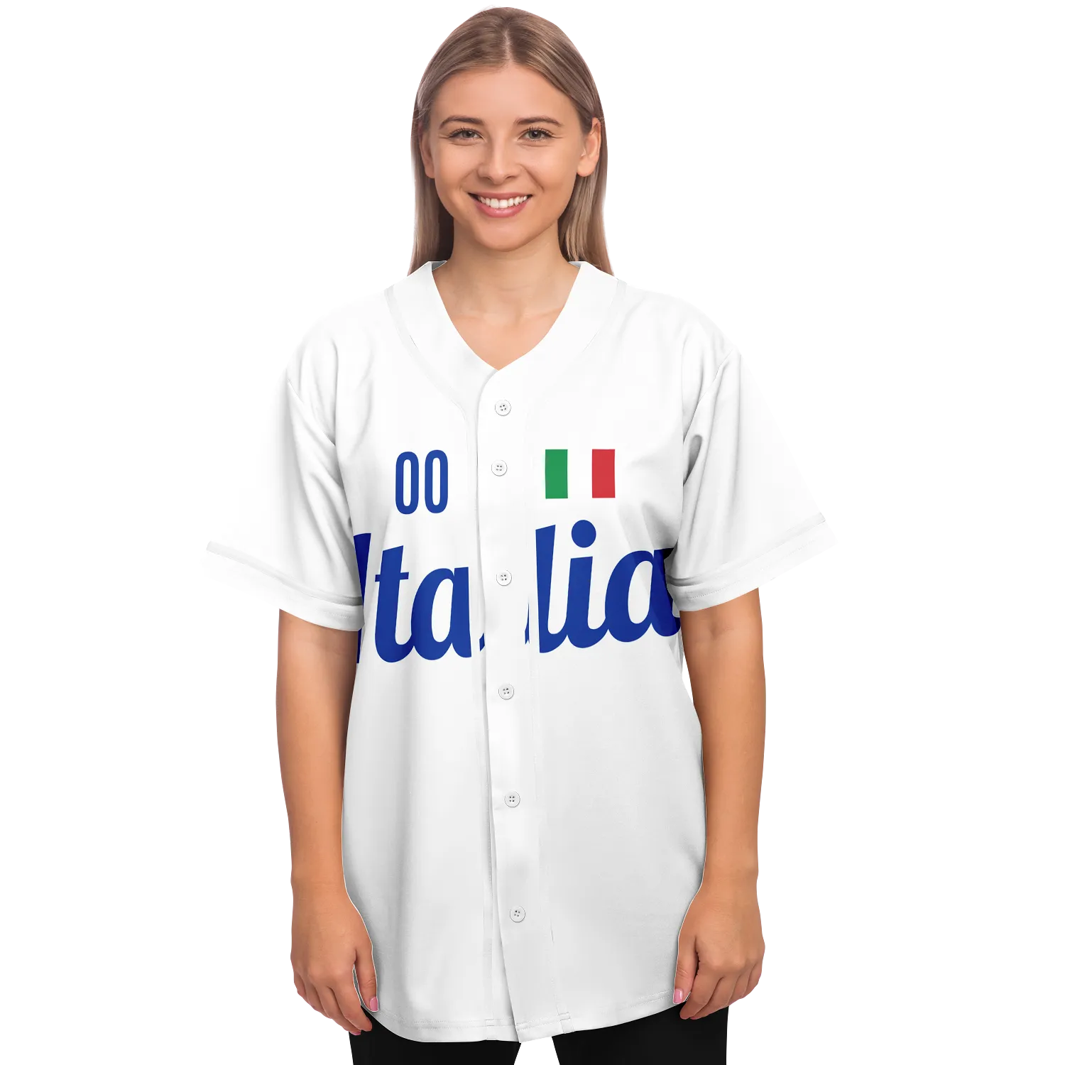 Italy Baseball Jersey - White - Custom Name + Number