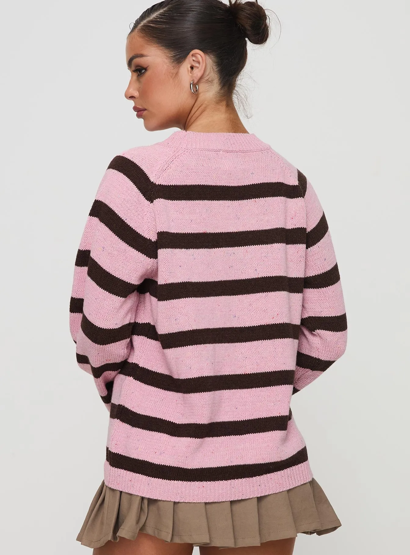 Jacquette Knit Jumper Pink / Brown