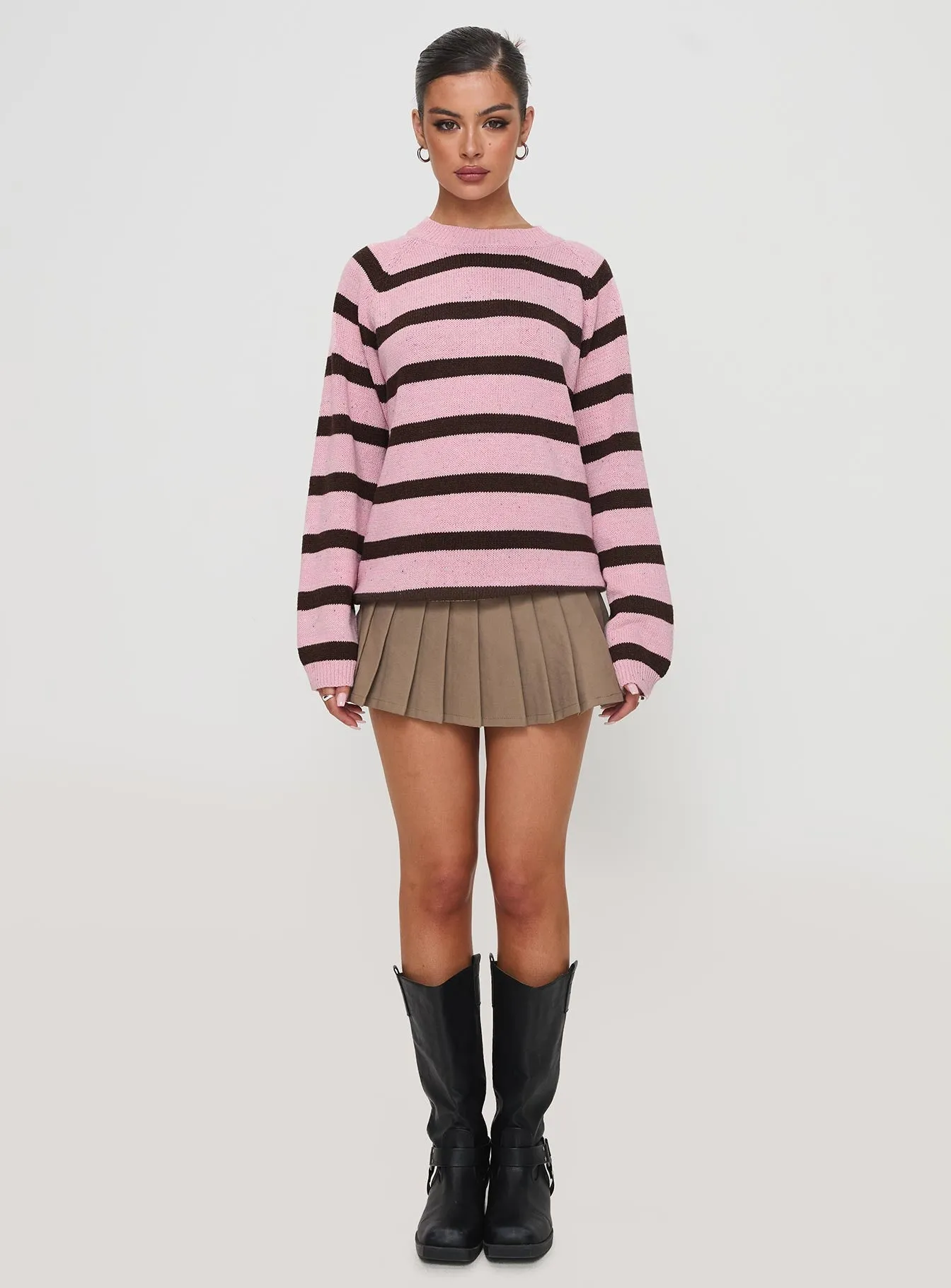 Jacquette Knit Jumper Pink / Brown