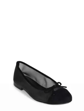 Jeffrey Campbell Releve Mesh Ballet Flat In Black Suede