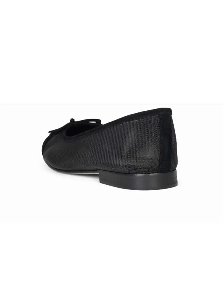 Jeffrey Campbell Releve Mesh Ballet Flat In Black Suede