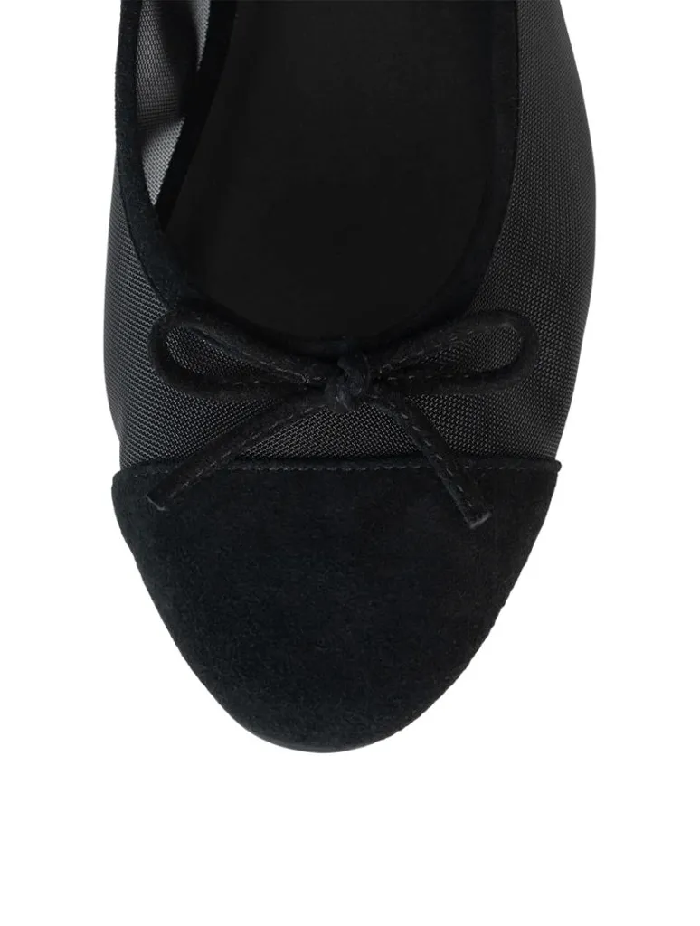 Jeffrey Campbell Releve Mesh Ballet Flat In Black Suede