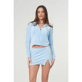 Juicy Couture Classic Velour Hoodie With Juicy  Logo Powder Blue