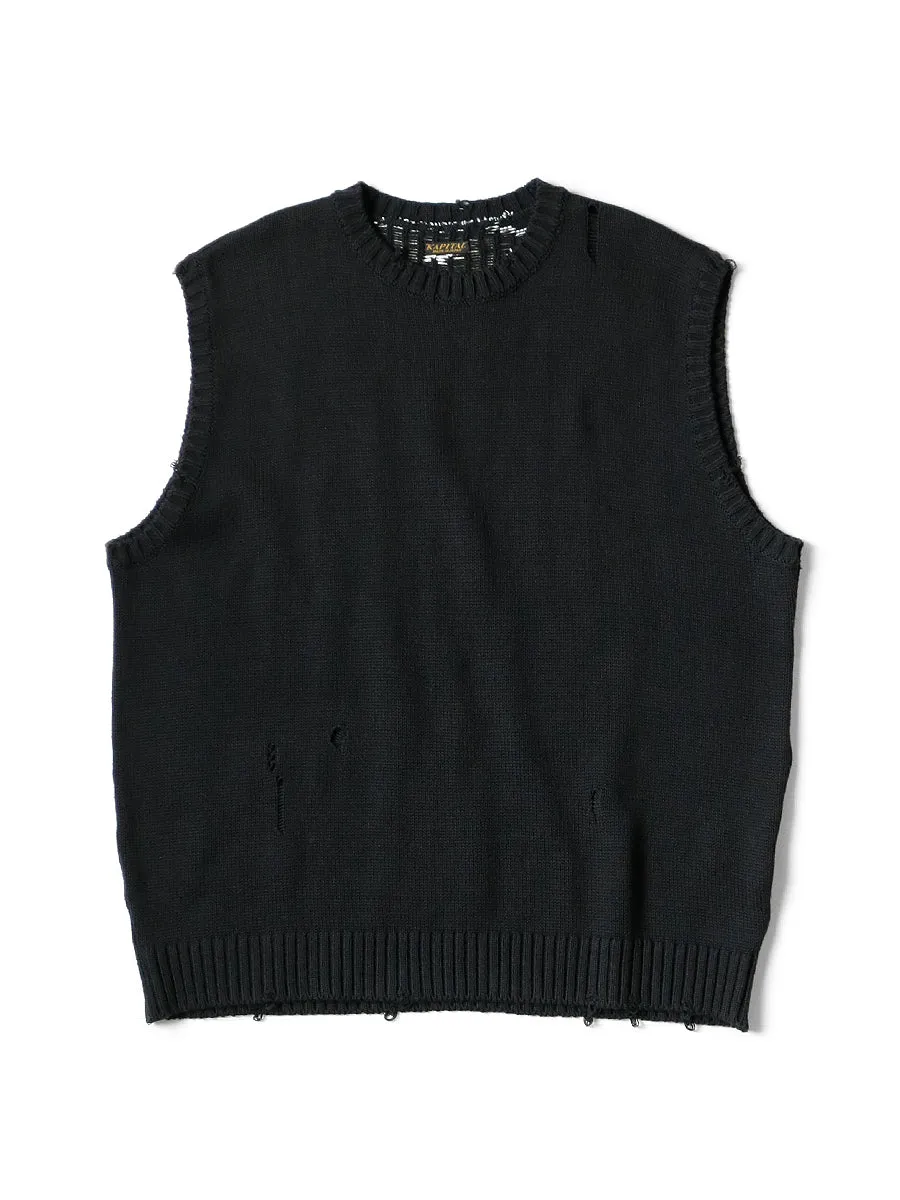 Kapital 5G cotton knit BONE vest