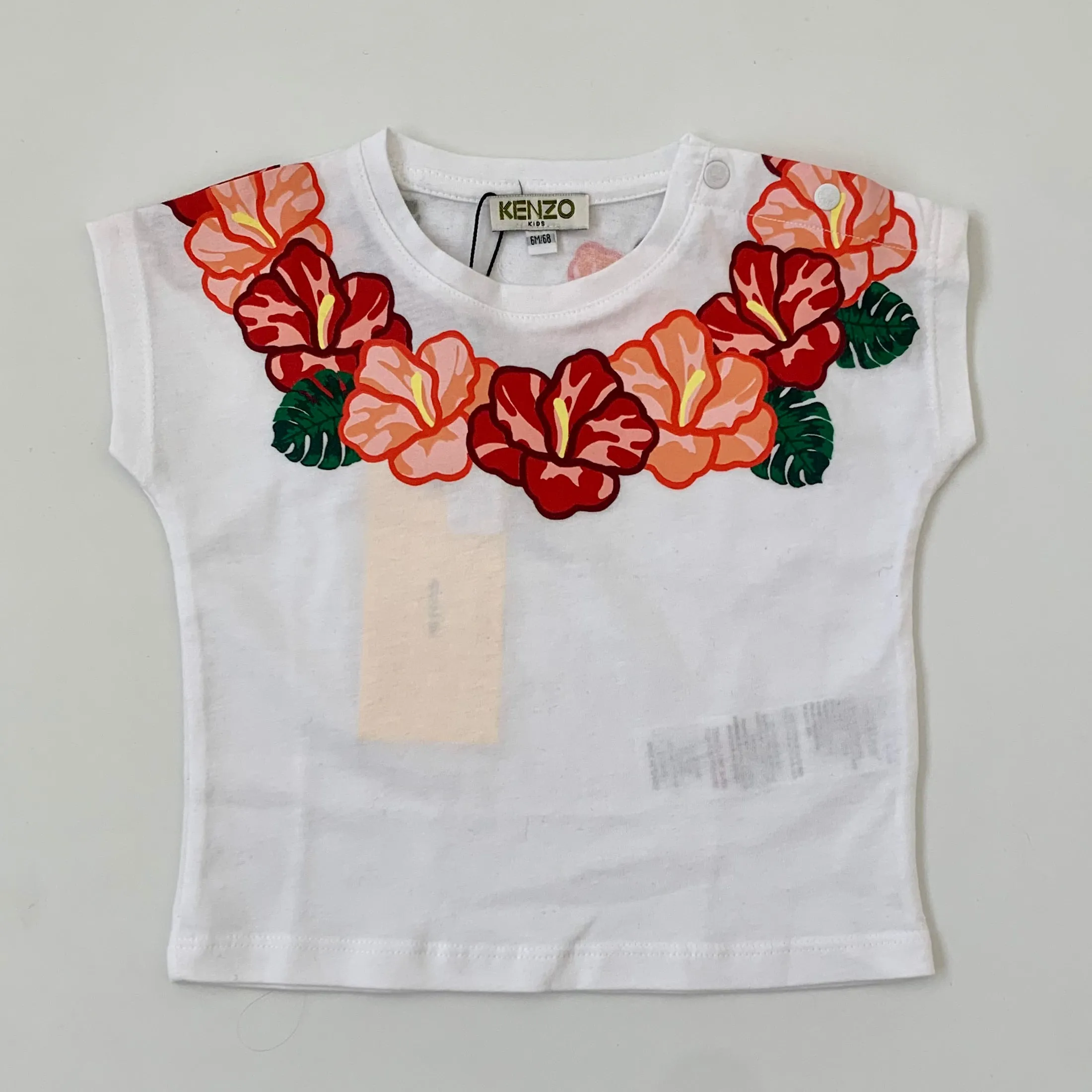 Kenzo White T-Shirt With Floral Motif: 6 Months (Brand New)