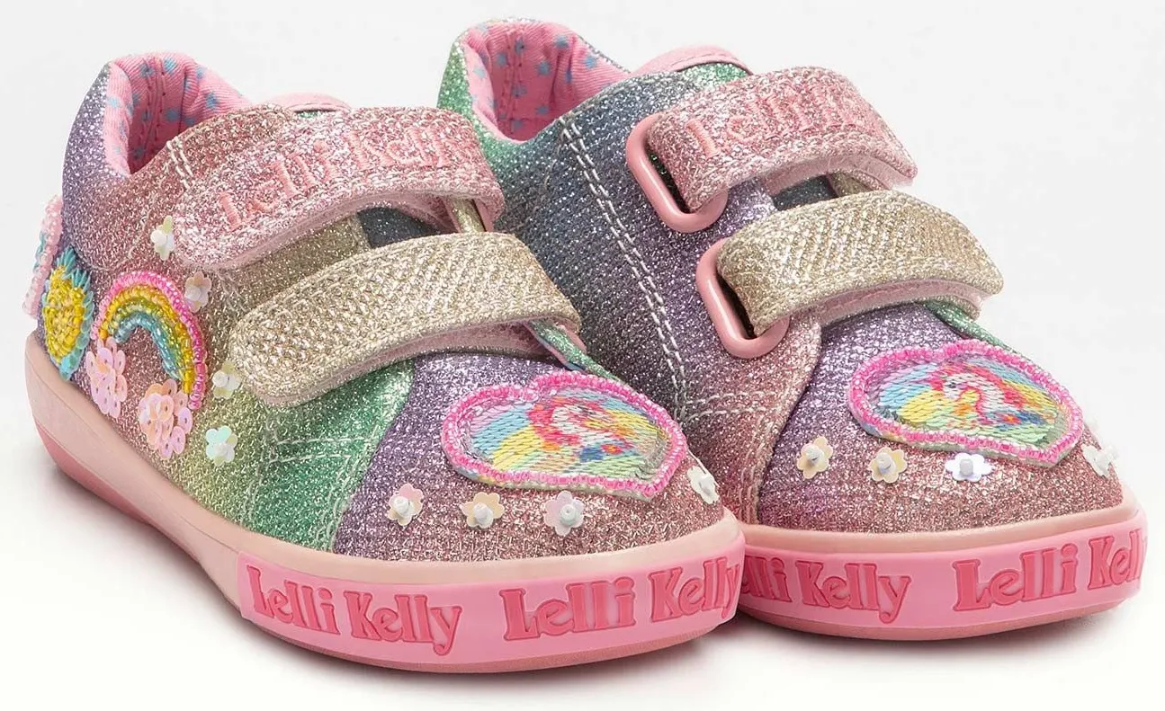 Lelli Kelly LK 2037 Rainbow Unicorn Trainer Shoes Multi Glitter