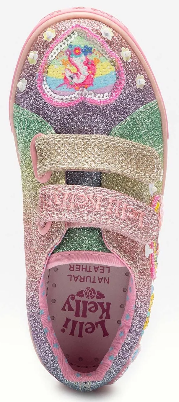 Lelli Kelly LK 2037 Rainbow Unicorn Trainer Shoes Multi Glitter