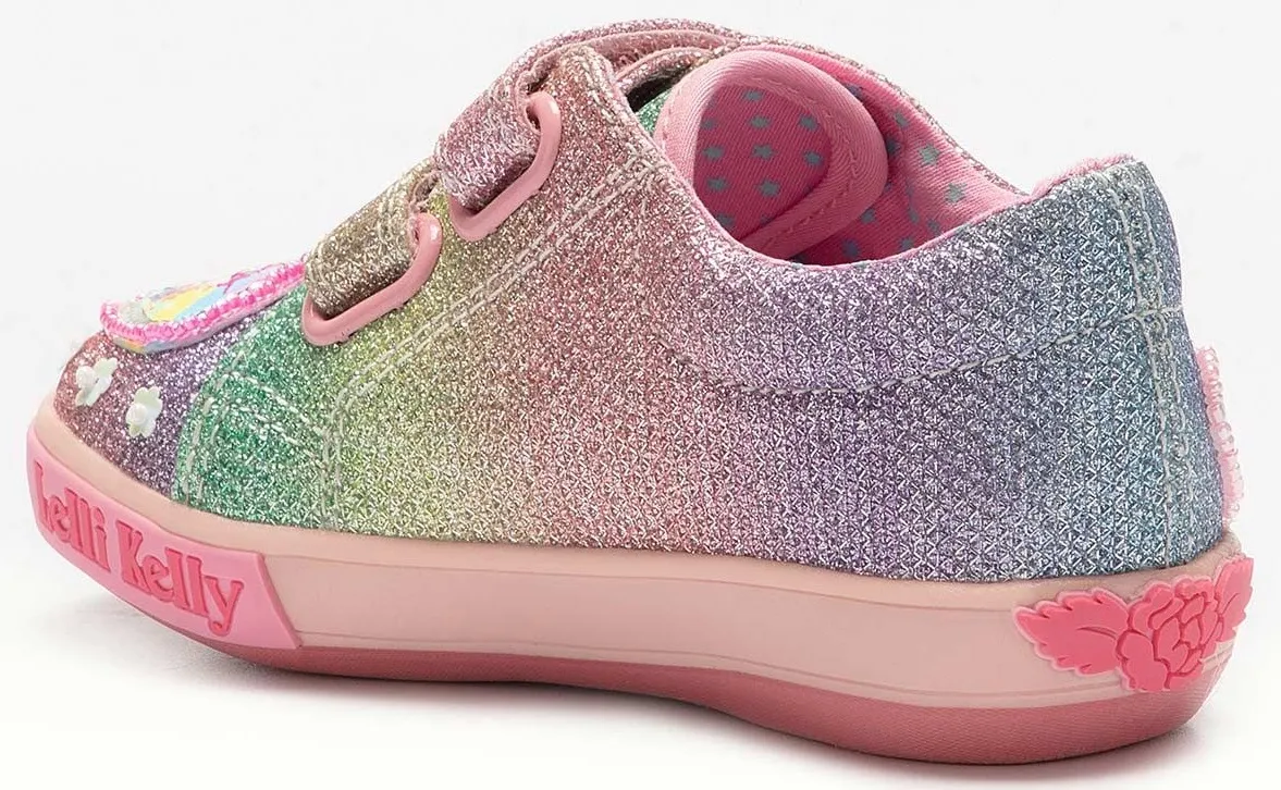 Lelli Kelly LK 2037 Rainbow Unicorn Trainer Shoes Multi Glitter