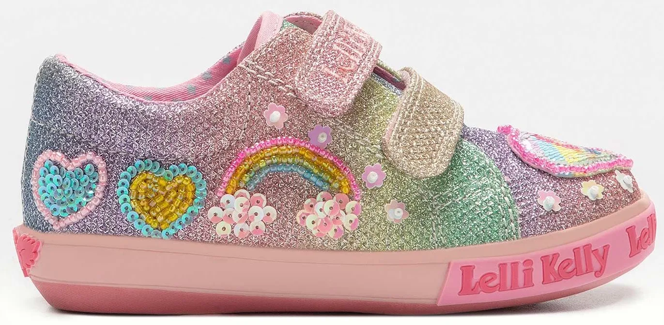 Lelli Kelly LK 2037 Rainbow Unicorn Trainer Shoes Multi Glitter