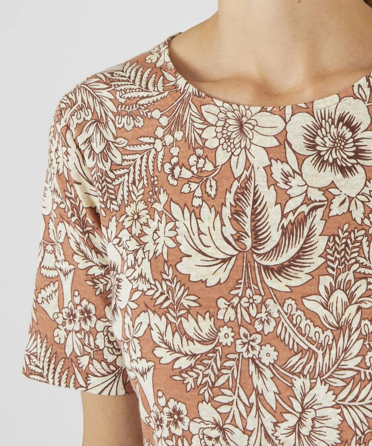 Linen Blend Jersey Printed Top