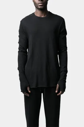 Linen blend long sleeve tee, Black