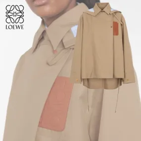 LOEWE  |Long Sleeves Leather Cotton Logo Hoodies & Sweatshirts