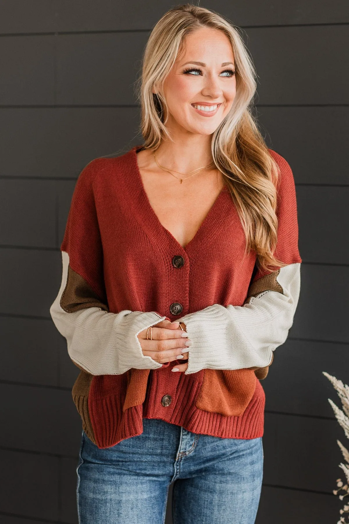 Longing For Fall Knit Cardigan- Rust & Olive