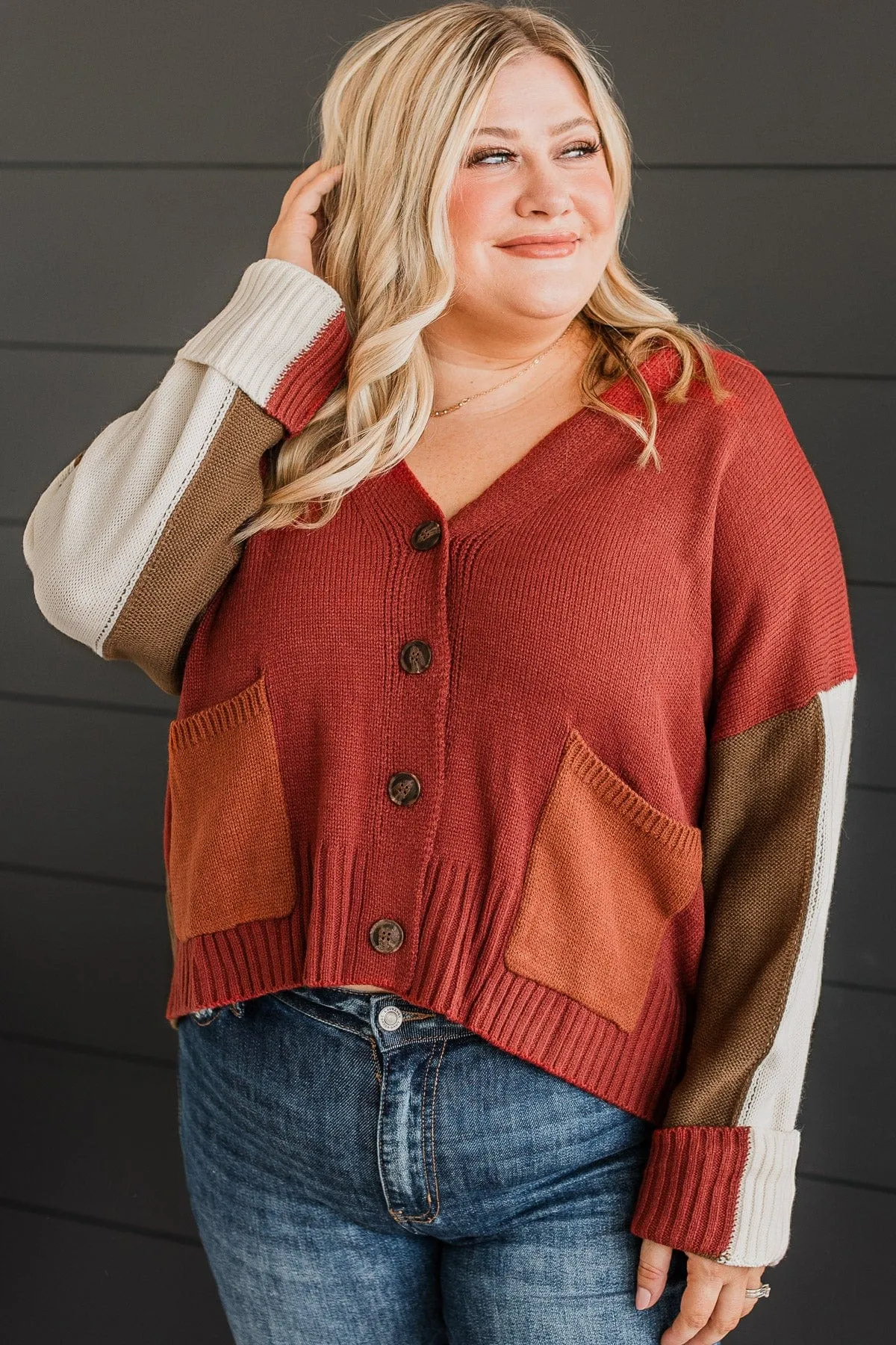 Longing For Fall Knit Cardigan- Rust & Olive