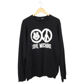 Love Moschino Black and White Double Emblem Jersey Crewneck - XL