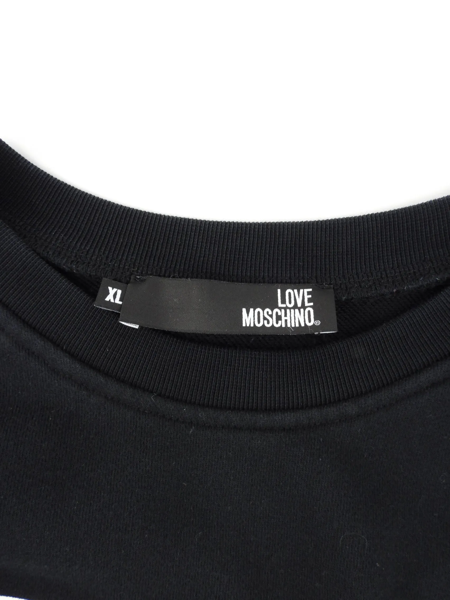 Love Moschino Black and White Double Emblem Jersey Crewneck - XL