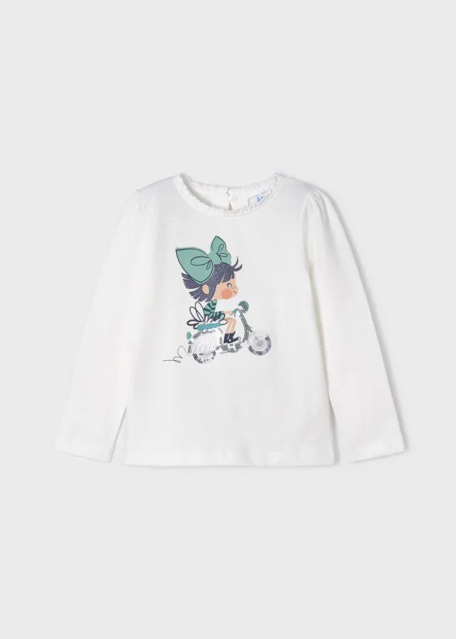 L/s shirt for girl - White-jade