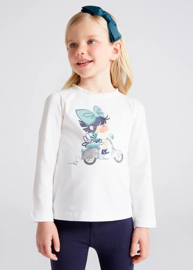 L/s shirt for girl - White-jade