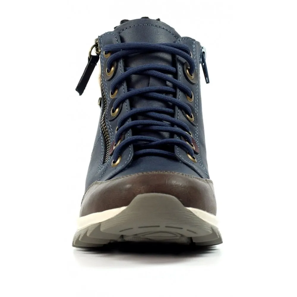 Lunar-Womens Dasha Navy Zip-Up Waterproof Boots GLB136 BL