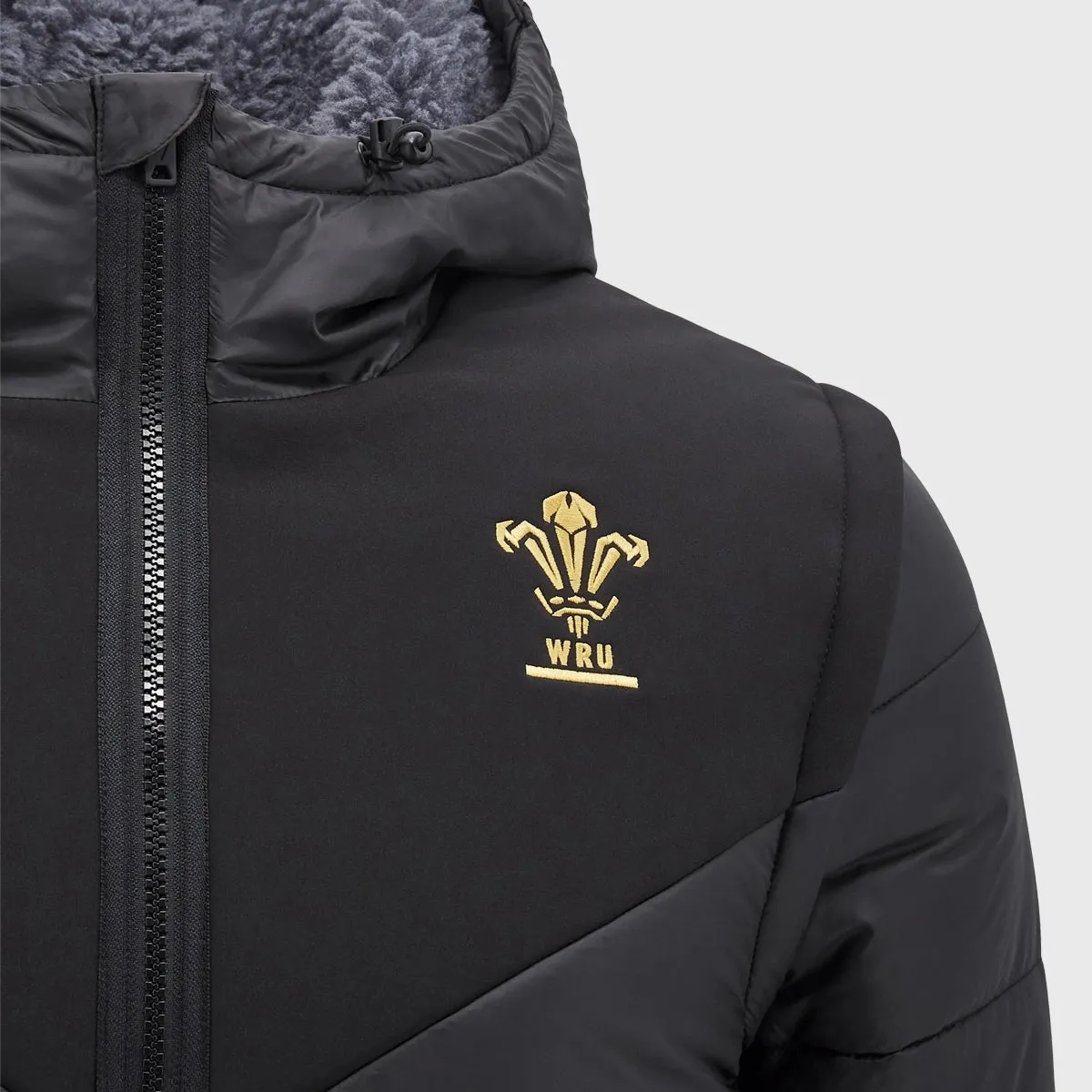 Macron Wales Rugby 2-in-1 Bomber Jacket Black