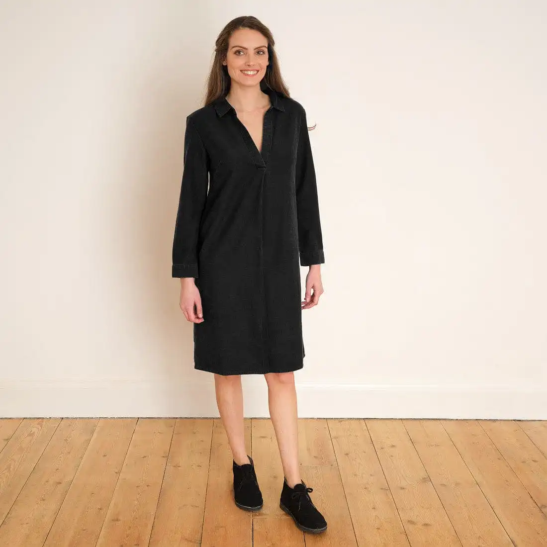 Maeve Cotton Shirt Dress | Black Denim