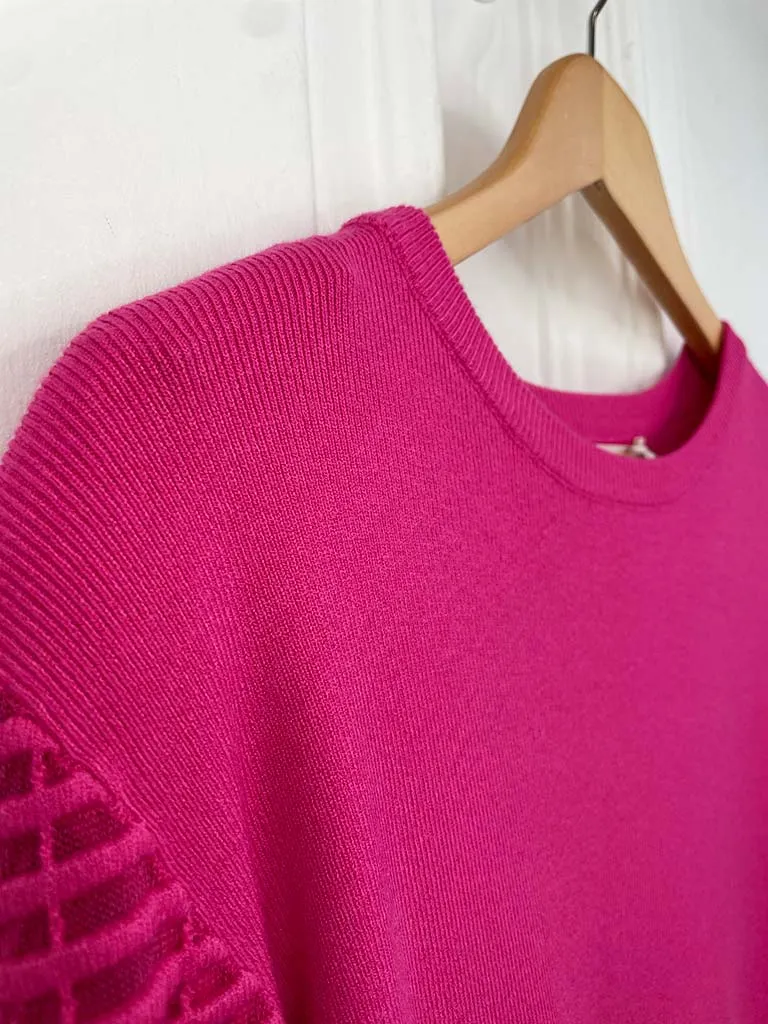 Malissa J Ladder Sleeve Knit - Hot Pink