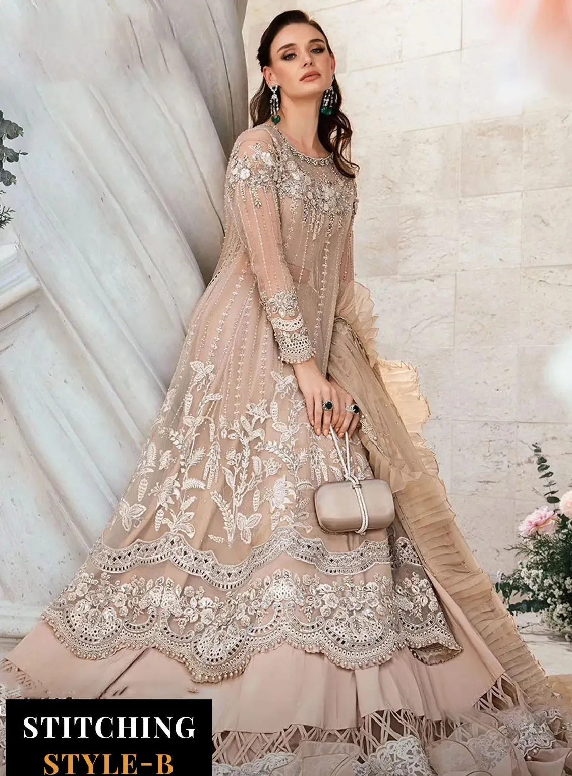 Mbroidered By Maria B Embroidered Organza 3 Piece Unstitched Suit MB24M D-01