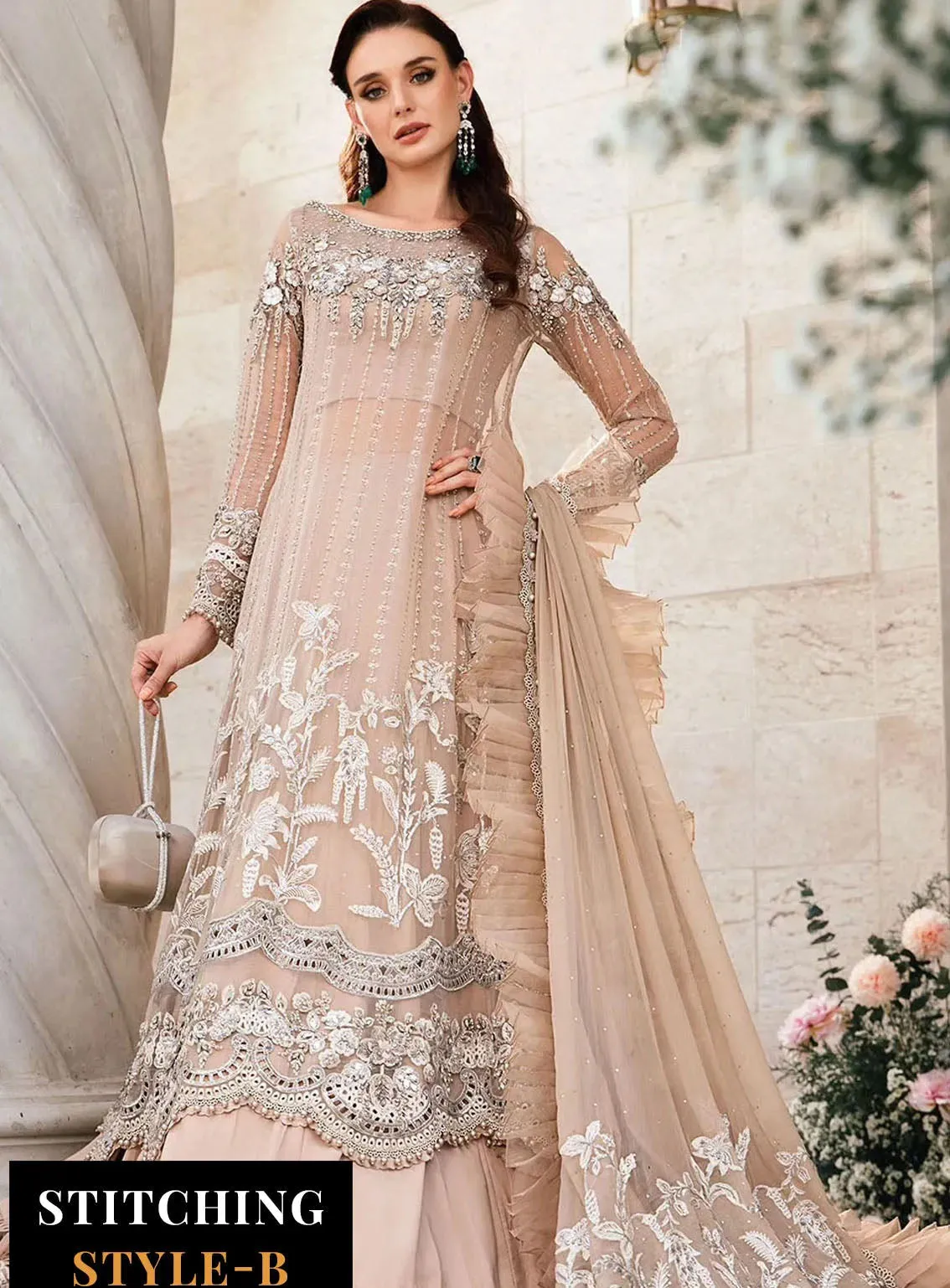 Mbroidered By Maria B Embroidered Organza 3 Piece Unstitched Suit MB24M D-01