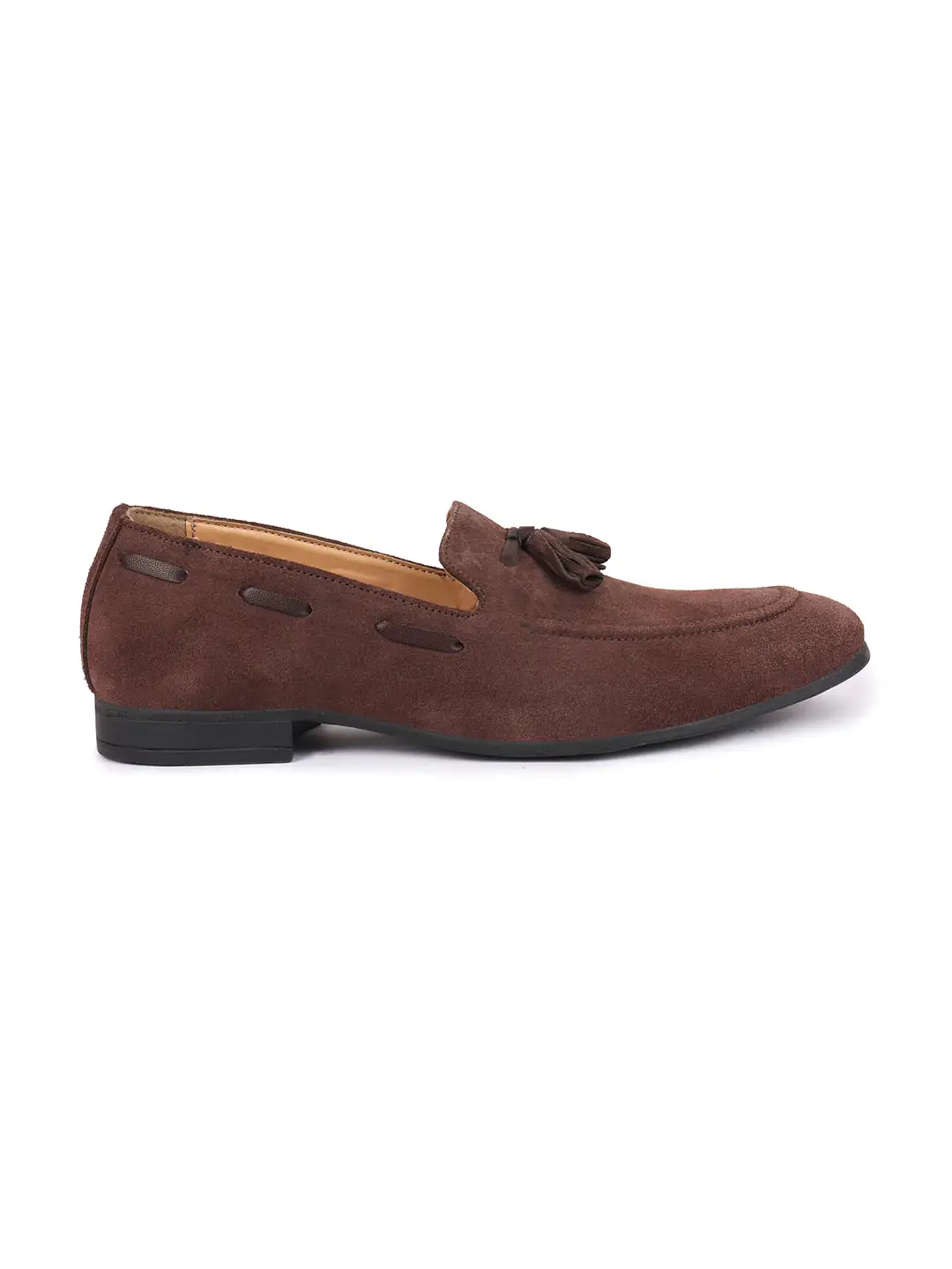 Men Brown Suede Leather Casual Tassel Loafer Shoes