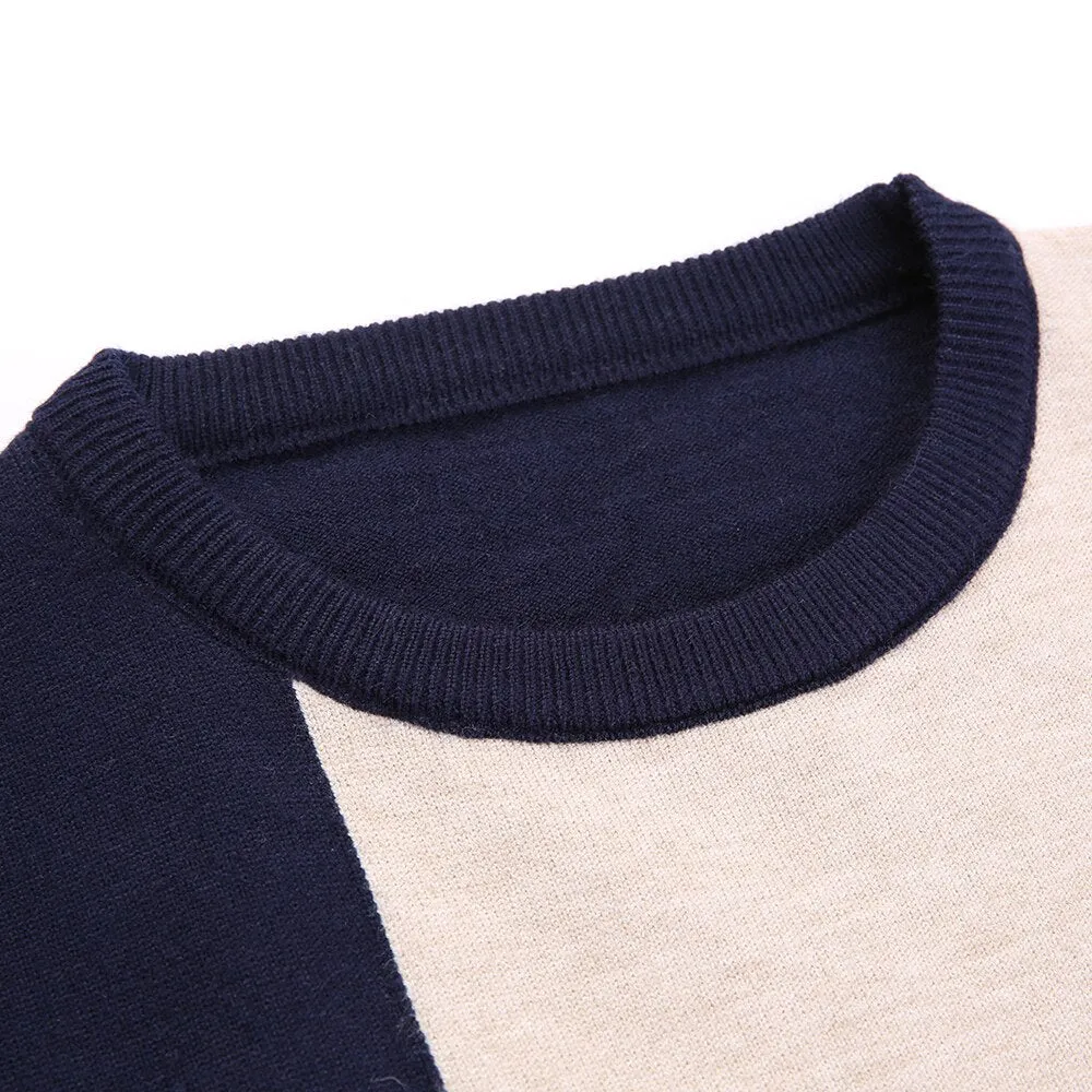 Men's Winter Black Color O-Neck Standard Wool Flat Knitted Pullover